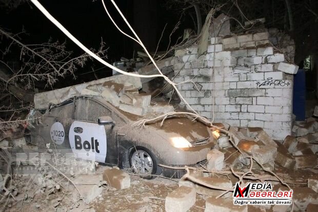 Bakıda güclü partlayış: Yaralı var, 10-dan çox avtomobilə ziyan dəyib