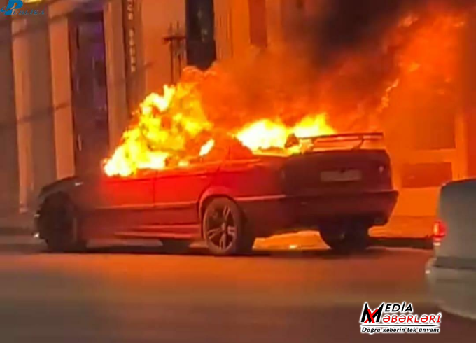 Qazaxda minik avtomobili yandı