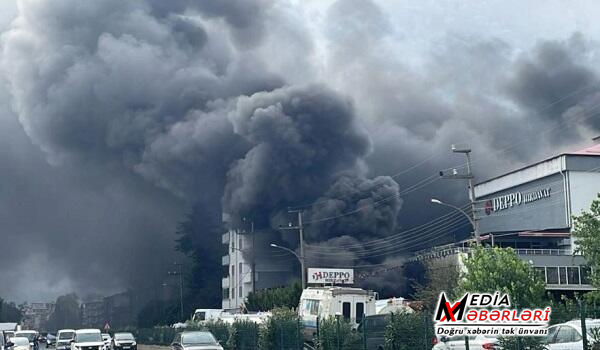 Türkiyədə fabrikdə güclü yanğın baş verdi Türkiyədə fabrikdə güclü yanğın baş verdi