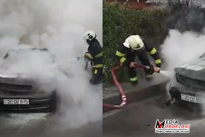 Binəqədi rayonunda "Opel" YANDI - VİDEO