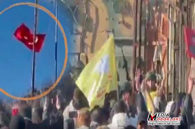 Bir qrup şəxs sərhəddəki Türkiyə bayrağını endirdi, araşdırma başladı