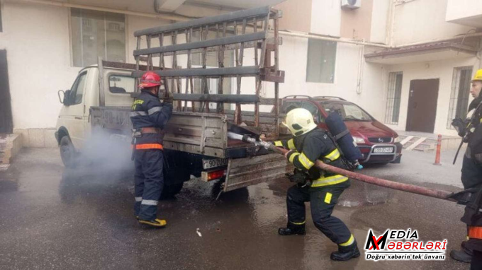 Yük avtomobili yandı - FOTO - VİDEO