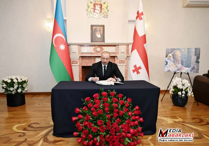 İlham Əliyev Gürcüstanın Azərbaycandakı səfirliyində olub, başsağlığı verib