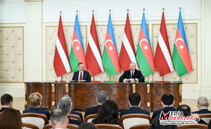 Azərbaycan və Latviya prezidentləri mətbuata bəyanatlarla çıxış ediblər - YENİLƏNDİ - FOTOLAR