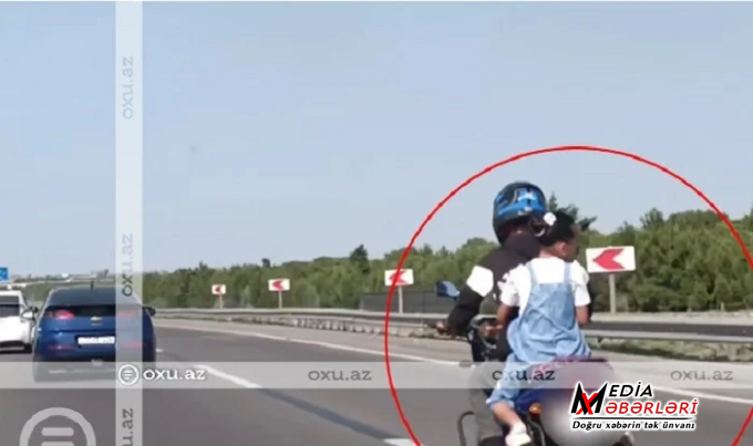 Motosikletdə övladını təhlükəyə atan sürücü saxlanıldı
