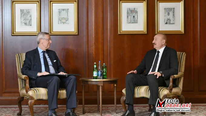 İlham Əliyev Berlində Mixael Harms ilə görüşüb - FOTOLAR