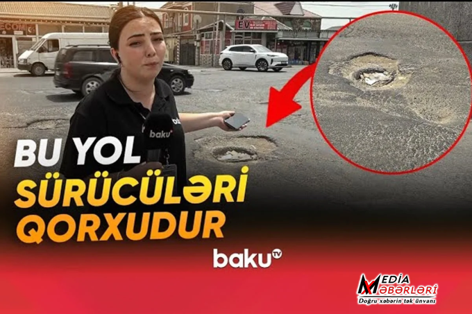 Qəza riski yaradan yol: Dərin çuxurlar, hər gün ziyan görən maşınlar... - VİDEO