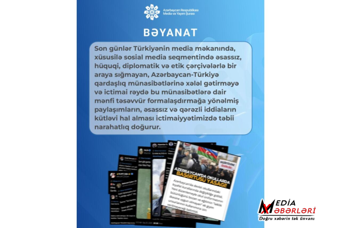Azərbaycan tərəfi Türkiyə mediasında baş verən prosesləri diqqətlə izləyir - Media və Yayım Şurası