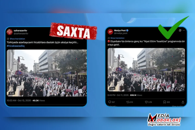 Media və Yayım Şurası: "Diyarbəkirdəki görüntülər İranın "Sahar" telekanalının dezinformasiyasıdır"